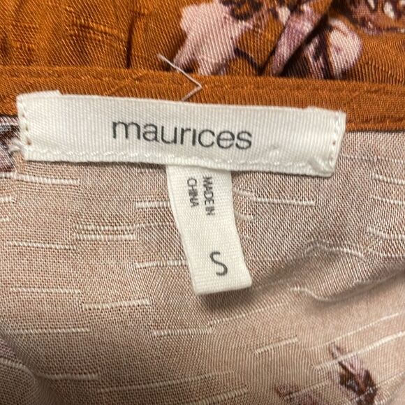 Maurices Long Sleeve Floral Crochet Wrap V-Neck Blouse Top Rust Orange Small - Picture 6 of 8